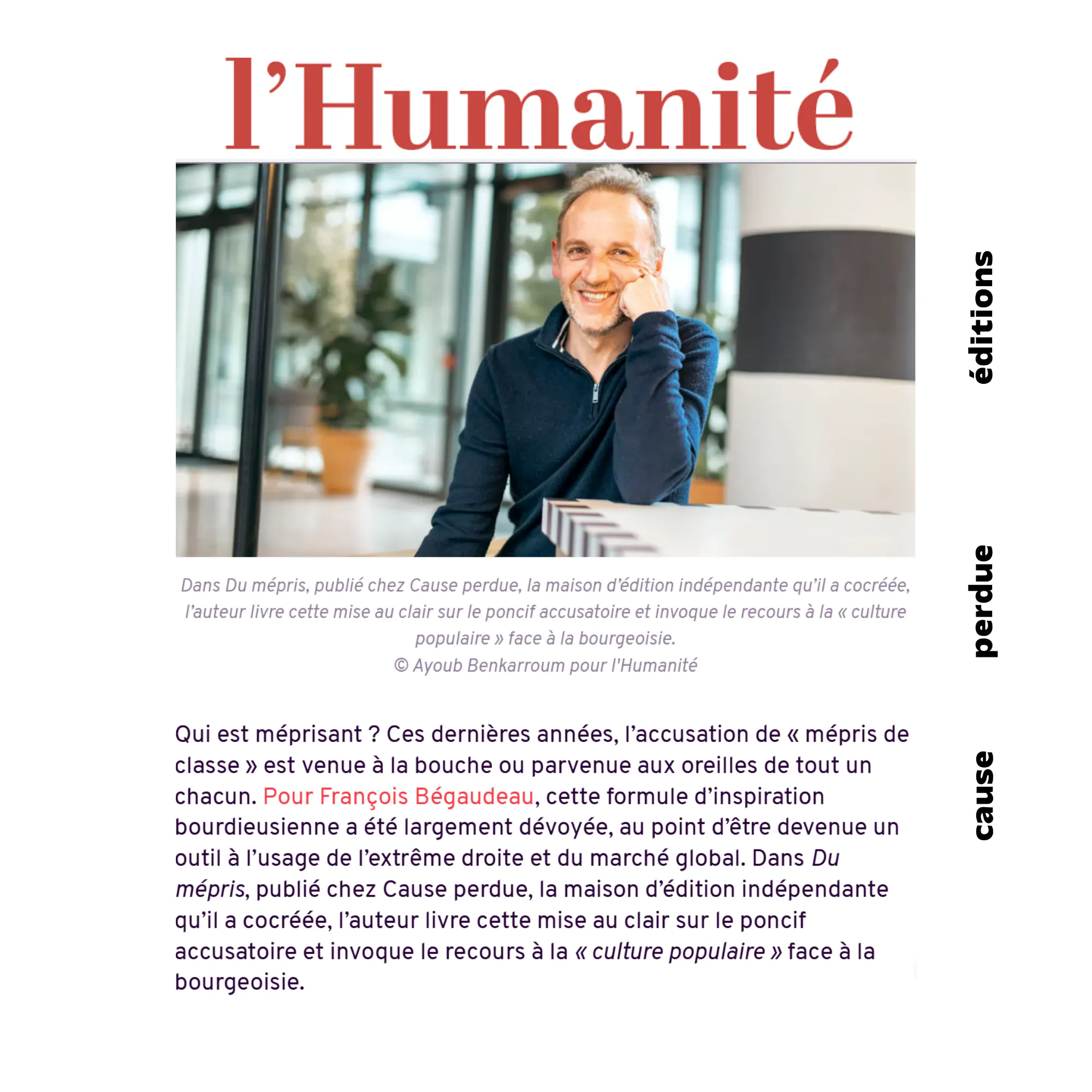 Humanité journal logo begaudeau mepris humanité